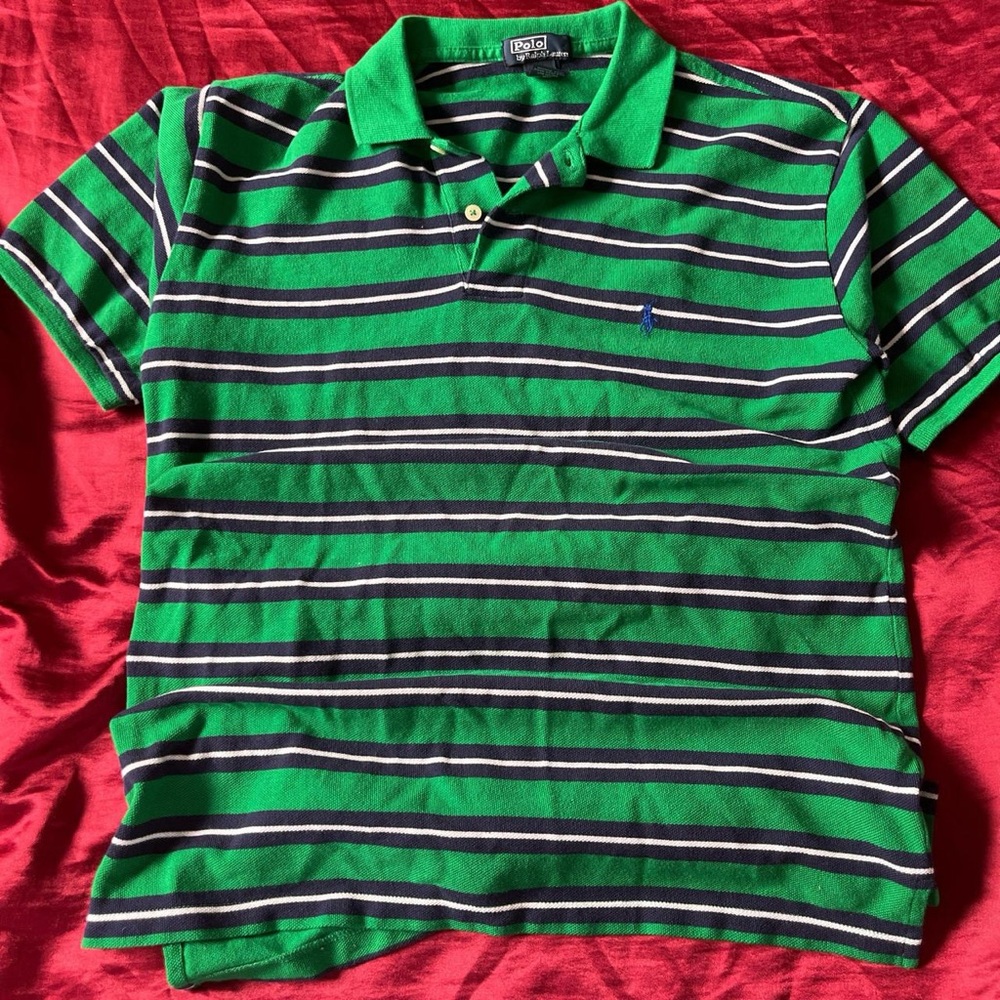 Polo by Ralph Lauren Green and Navy Striped Shirt